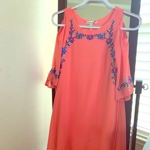 Speechless Cold Shoulder Embroidered Dress
